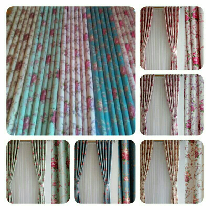 (Tinggi 300cm) Gorden Motif Bunga Sakura