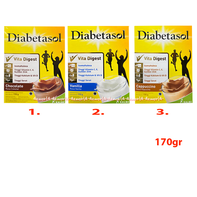 

Diabetasol 170gr Vita Digest Pro Rasa Coklat Vanilla Cappuccino Susu Untuk Diabetes Rendah Gula Isomaltulosa Dia Betasol 170 gram