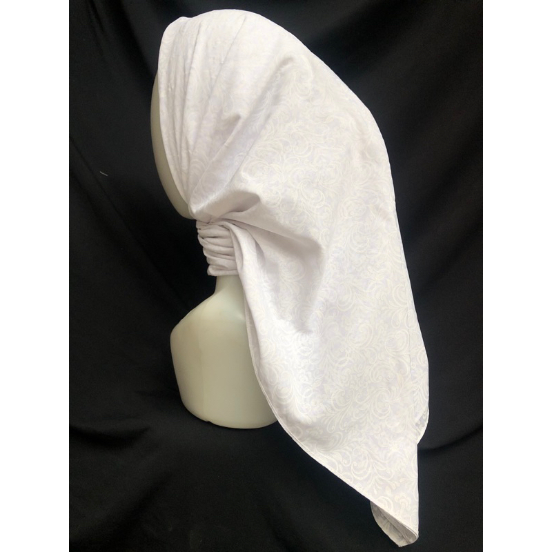 ZURA SEGIEMPAT WHITE SERIES MOTIF jilbab katun dobby segi4 krudung jilbab idul fitri adha putih hija