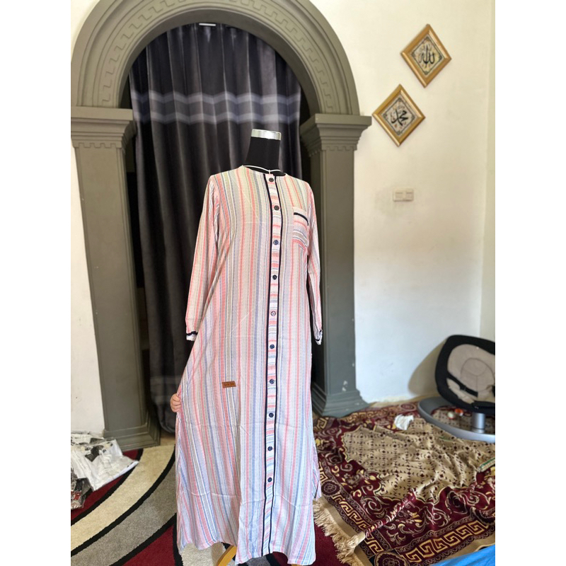 Shaolin Garis Vertikal Gamis Cantik Kain Adem Low Colour Key
