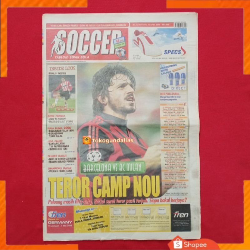 tabloid soccer tahun 2006 / barcelona vs Milan / sepak bola / poster