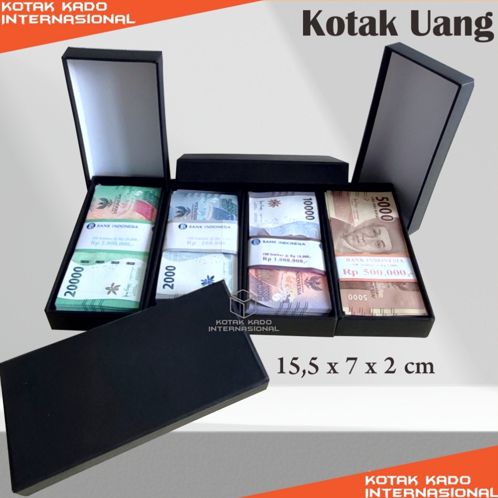 Good Order Kotak uang kertas 1 gepok duit tunai BANK Gifts ukuran 1 lbr muat 2 ikat Warna hitam