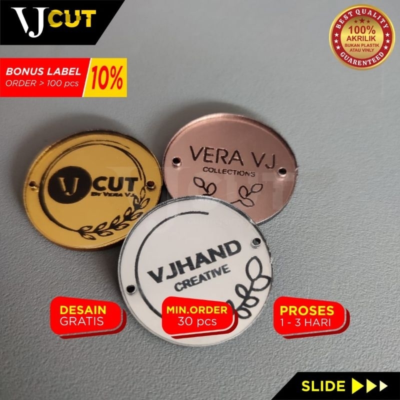 

Label Akrilik Bulat / Label Hijab Akrilik Bulat Logo Hijab Custom /Label Logo Inisial Grafir dan cutting - VJCUT