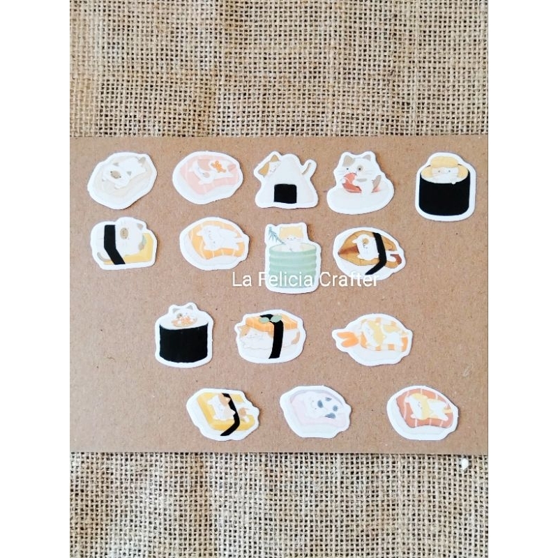 

La Felicia Stiker Sushi Cat Jurnal Kit Deco Planner Diary Scrapbook