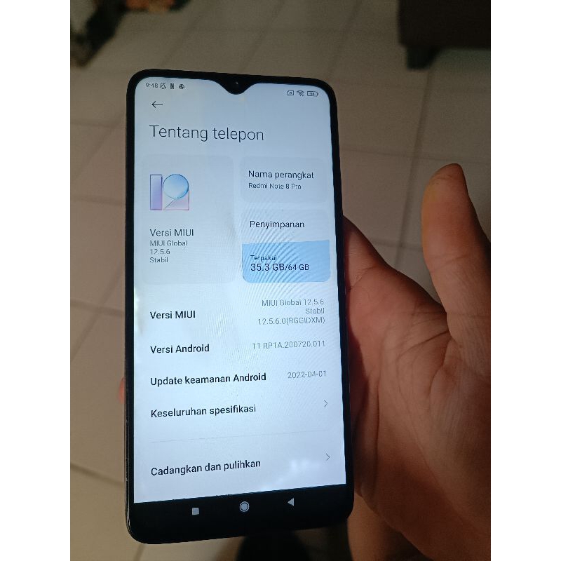 redmi note 8 pro 6/64 second mesin copotan lcd