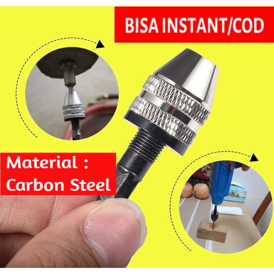 (BISA INSTANT/COD) Drill Chuck Penjepit Mata Bor 0.3-6.5 mm Drill Bit Quick Change 1/4Inch Hex Shank