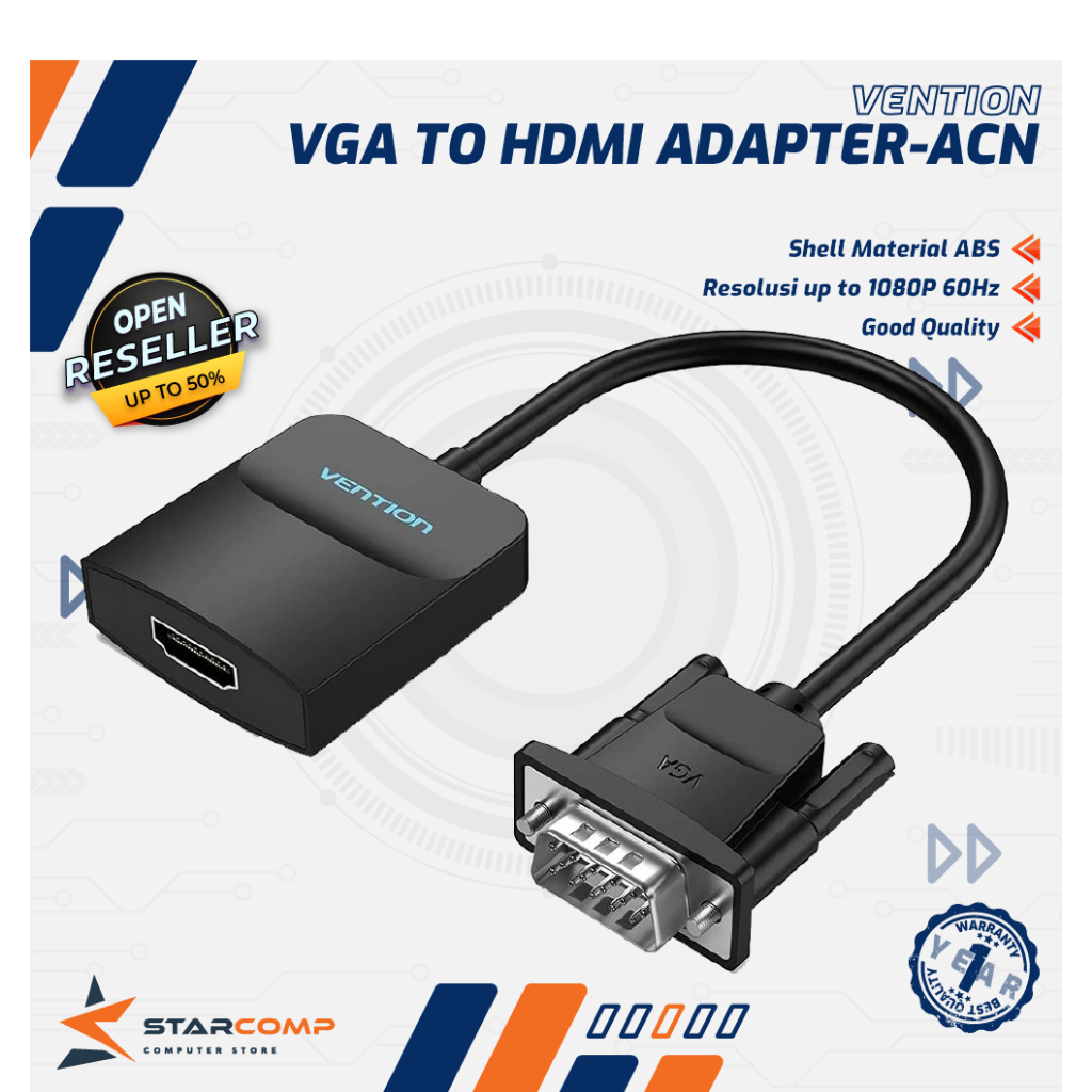 Vention Converter VGA to HDMI Adaptor With Micro USB Power ACN
