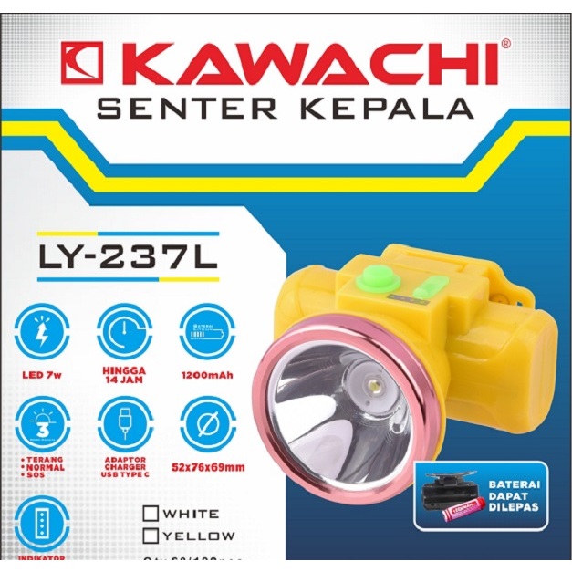 Senter Kepala Kawachi 7Watt (Baterai dapat dilepas) LY-237L