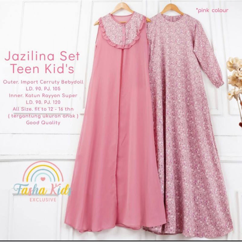 jazilina 2in1 dress set outer anak remaja