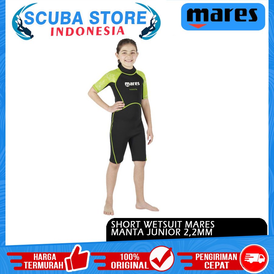 Short Wetsuit Mares Manta Junior Kids Neoprene 2,2mm Baju Pendek Selam Anak Scuba Diving Snorkeling 