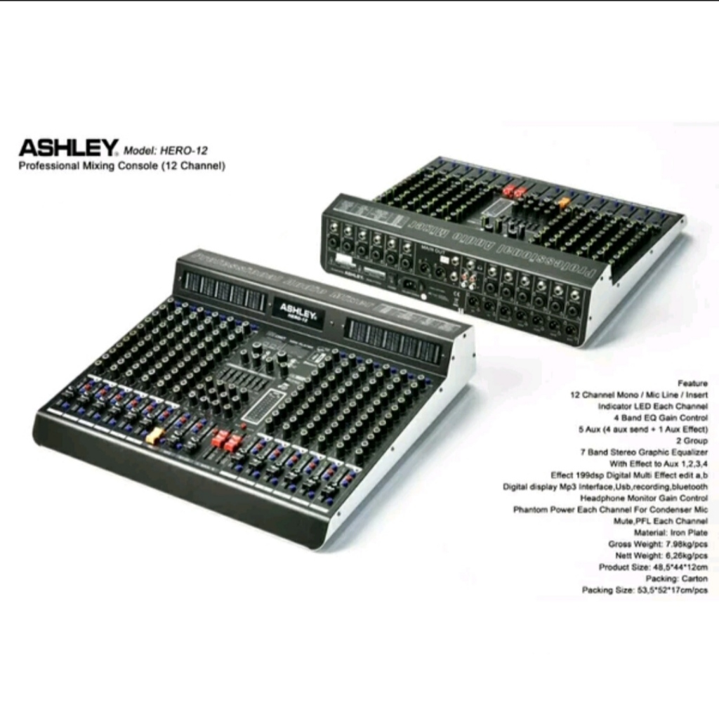 Mixer audio ashley hero-12 original 12 channel mixer