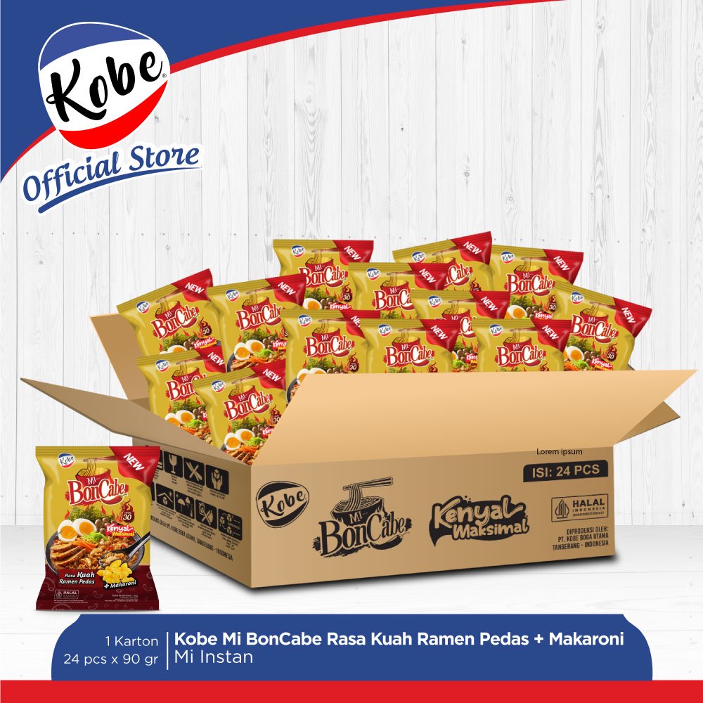 

Kobe Mi BonCabe Rasa Ramen Pedas 1 Karton Isi 24pcs