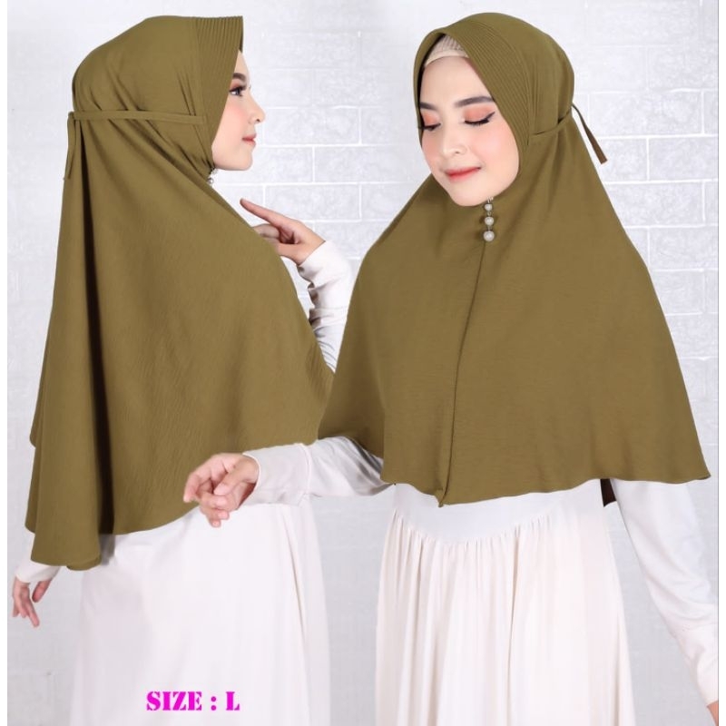 bergo maryam ped antem busa tali L//hijab jilbab crinkle/kerudung maryam pet tali/bergo crinkle