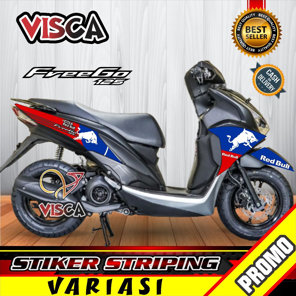 Stiker Striping Yamaha Freego 2023 CONNECTED Variasi REDBULL TORRO