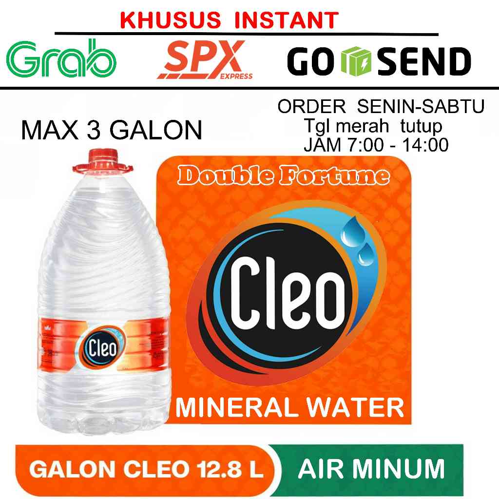 

CLEO 12,8 Liter MINERAL WATER AIR MINUM GALON KHUSUS INSTAN GRAB GOSEND SPX EXPRESS--