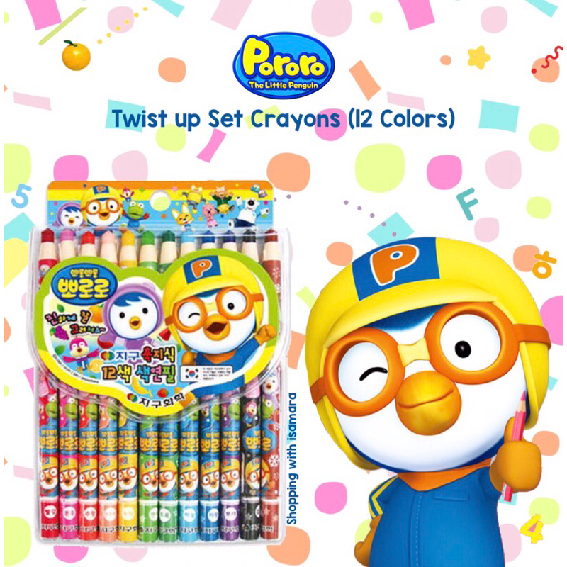 

Pororo Twist-up Set Crayons (12 Colors) / Pensil Warna