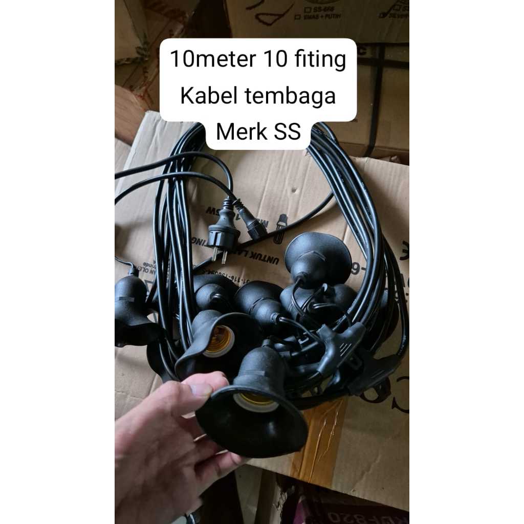 Fitting Kap Lampu gantung Hias 10 Meter Outdoor 10 Fitting SOU SEI