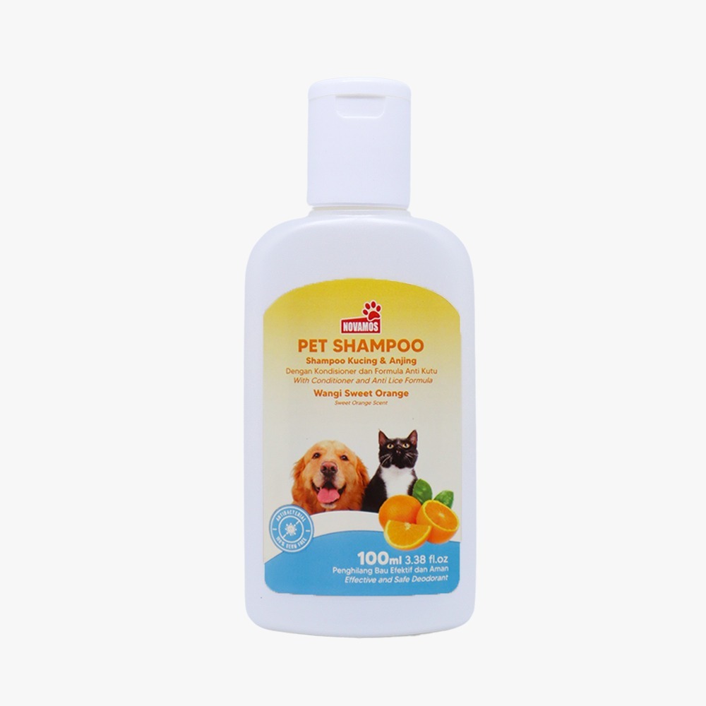 NOVAMOS Shampoo Kucing dan Anjing ( Shampoo + Conditioner Anti Kutu dan Jamur 100 ML )