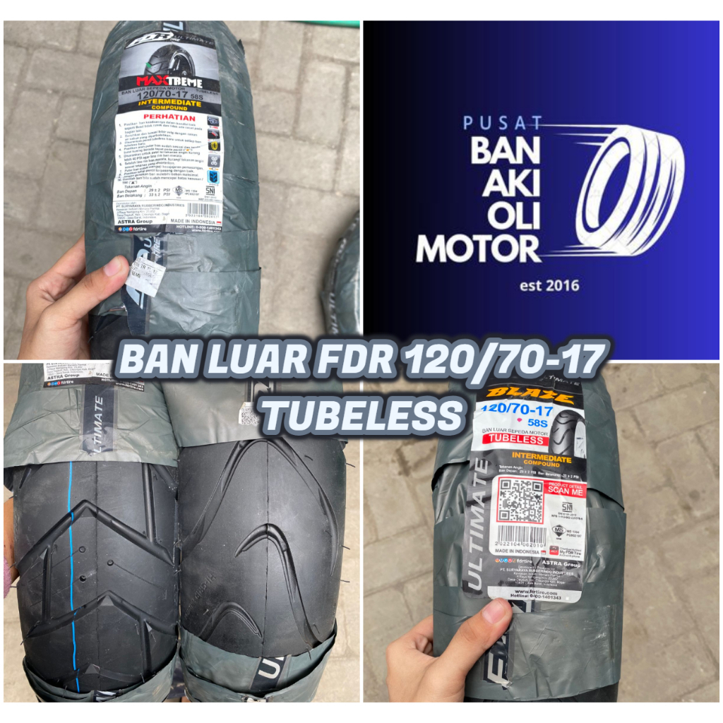 BAN LUAR FDR MOTOR SPORT 120/70-17 TUBLESS BAN LUAR MOTOR RING 17 TUBLESS