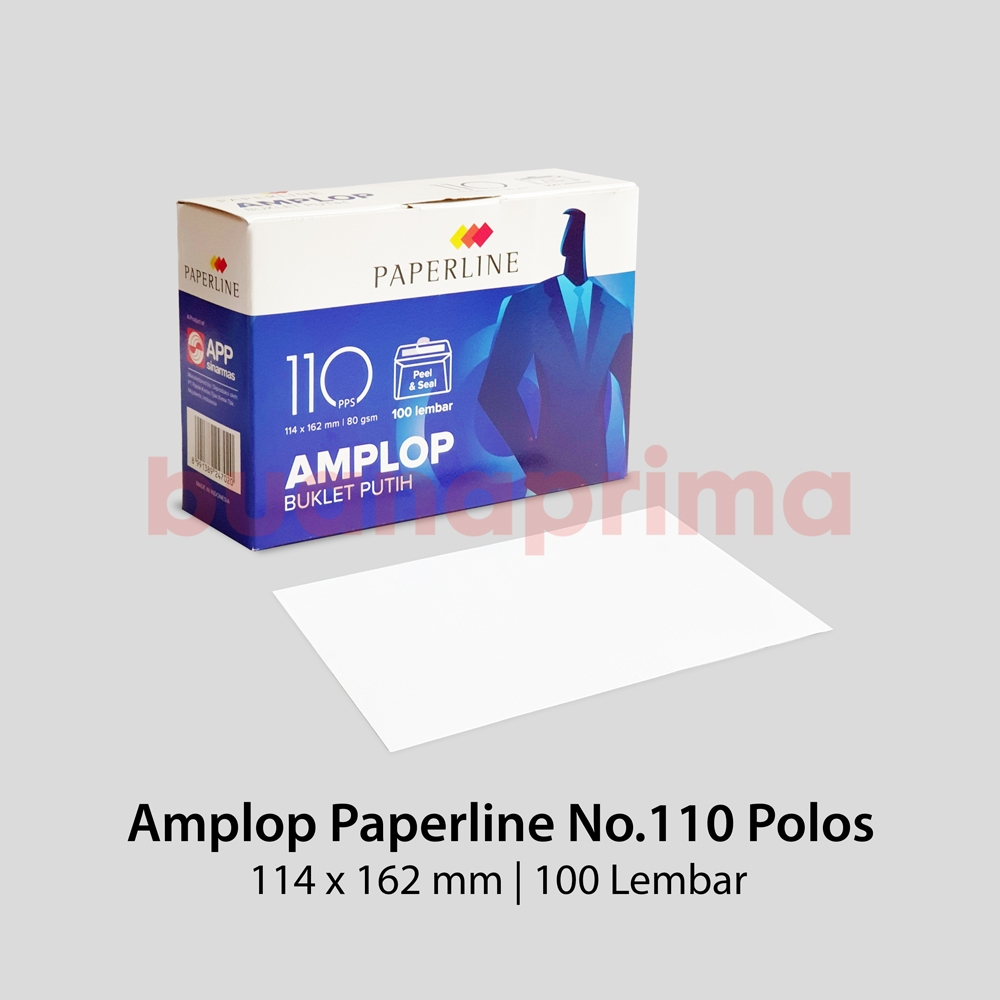 

AMPLOP PAPERLINE POLOS No.110 Per Box isi 100 Lembar 114 x 162 mm Pakai Lem Putih