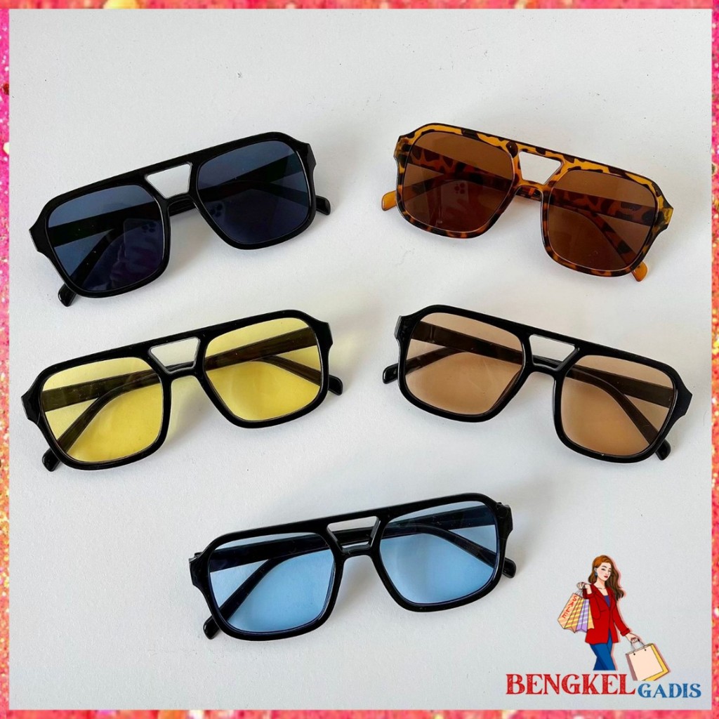 BG Kacamata Hitam Korea Wanita KC010 Kacamata Retro Klasik Frame Besar Persegi Kaca mata Style Korea