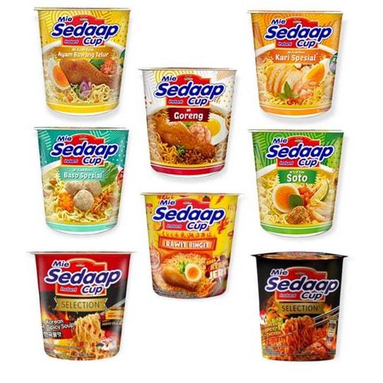 

Mie sedap cup all varian dapat 3 pcs 75gram- 81gram