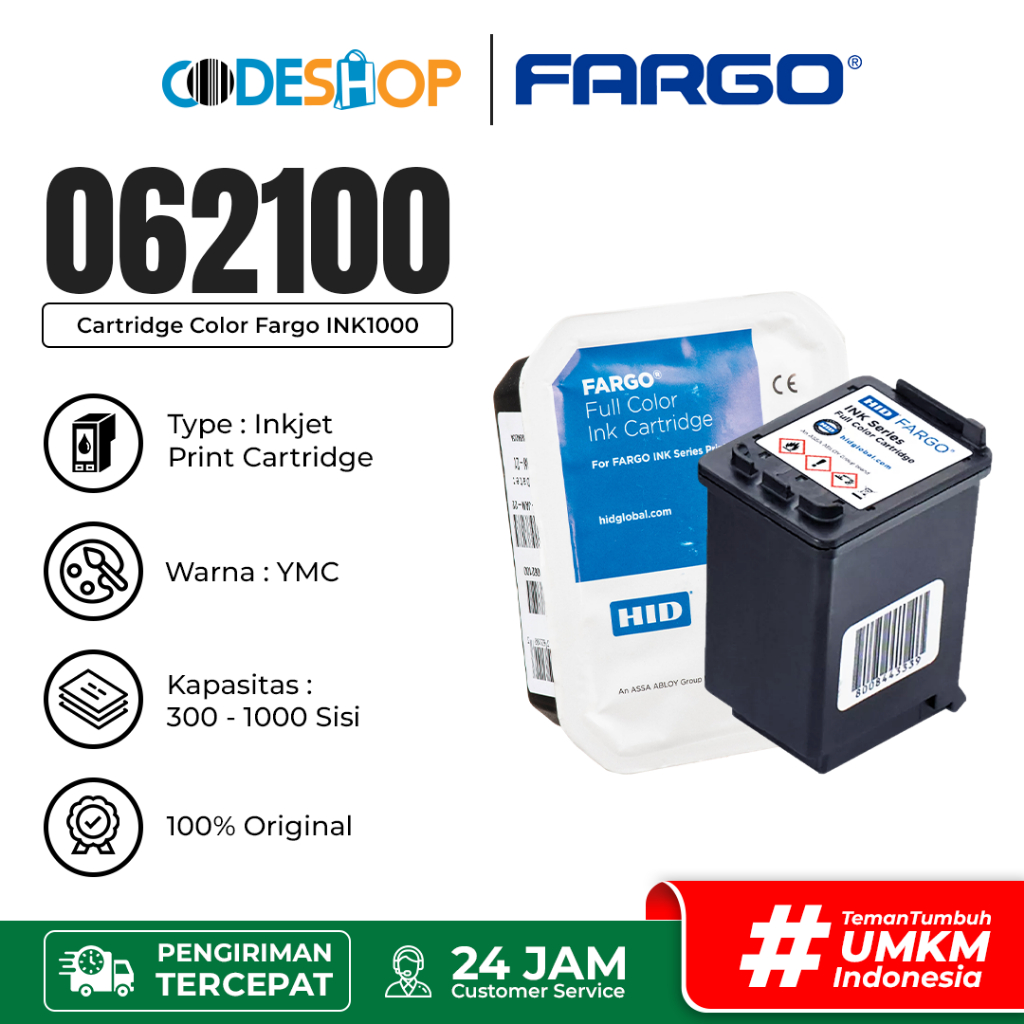 Cartridge Printer ID Card Fargo INK1000 YMC 062100 Tinta Color Warna