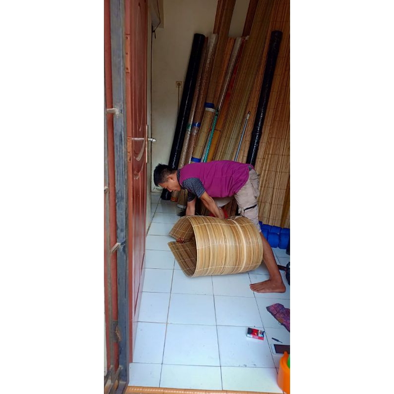 tirai bambu krey outdoor rotan air L2,5mxT2m+TALI ring kerekan