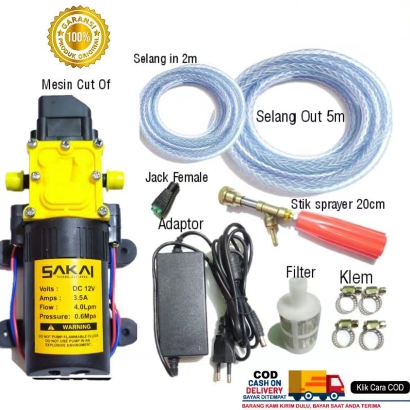 PAKET CUCI MOTOR AC MOBIL POMPA AIR DC 12V 12VOLT JET CLEANER MESIN STEAM DINAMO POMPA AIR DC 12V 12