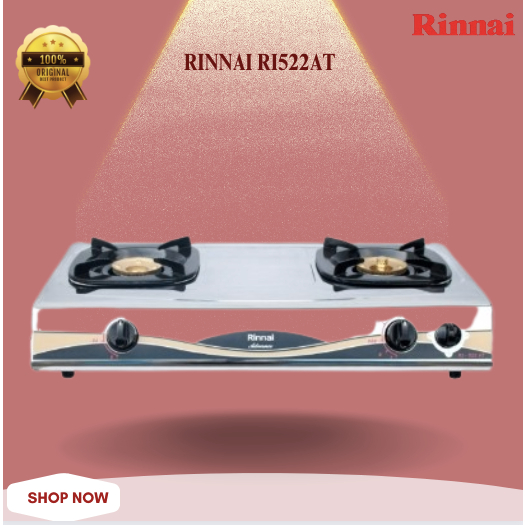 RINNAI KOMPOR GAS RI522AT 2 TUNGKU/RI-522-AT/RI-522AT/RI 522AT/RI 522 AT/RI-522 AT//RINNAI KOMPOR GA