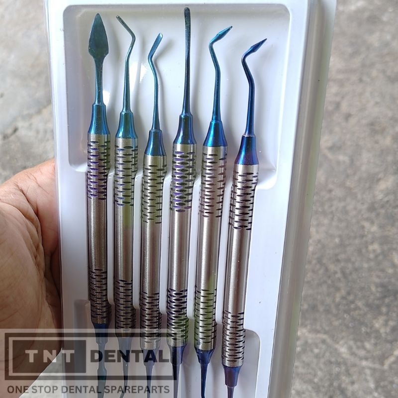composit spatula plastis filling carving instrument gigi blue isi 6pcs