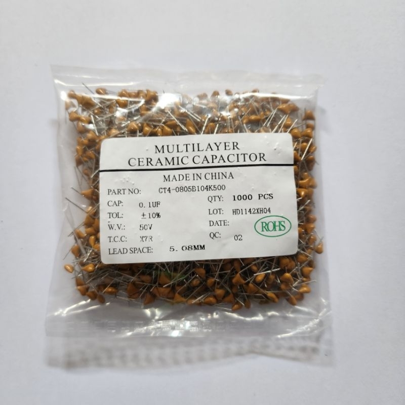 Capacitor Kapasitor Multilayer 104 100N 50V 1000 Pcs