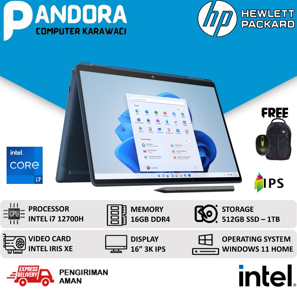 HP SPECTRE X360 16 TOUCH i7 12700H 16GB 1TB SSD 3K IPS WINDOWS 11