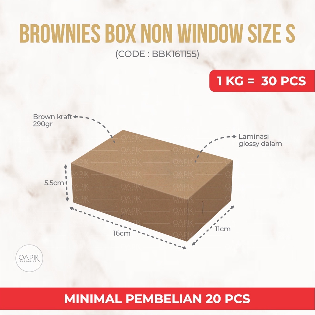 

BROWNIES BOX NON WINDOW S, Kemasan Makanan, Packaging Makanan, Dus Makanan, Dus Snack, Dus Kue, Box Kue