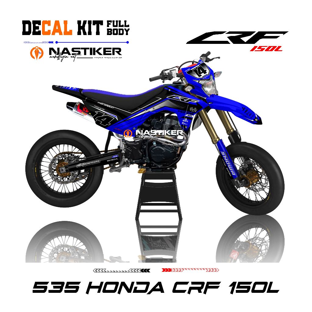 Stiker Motor Crf biru HITAM list keren Simpel decal sticker crf 150 l hitam biru