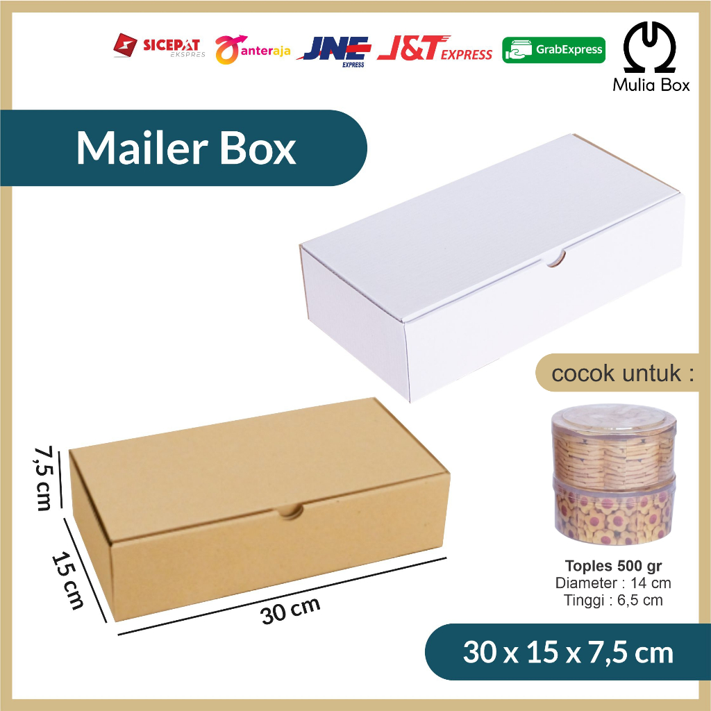 

Kardus Packing Mailer Box 30 x 15 x 7,5 cm Corrugated Die Cut Karton Sedang Toples Sejadah Mukena