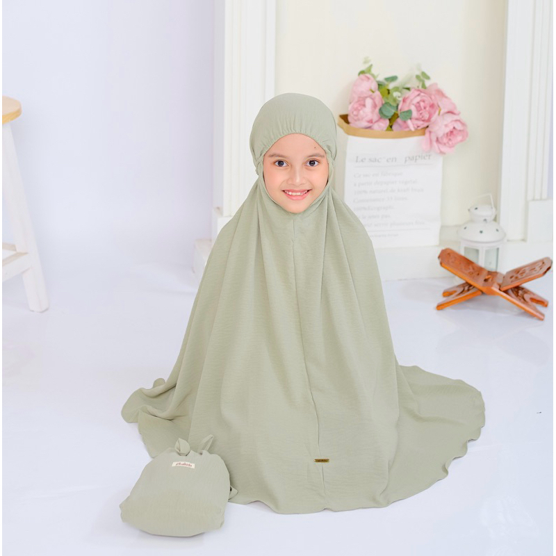 Mukena Anak Perempuan | Mukena Anak Crinkle Airflow | Mukena Anak SD Tanggung usia 6 7 8 tahun | Muk