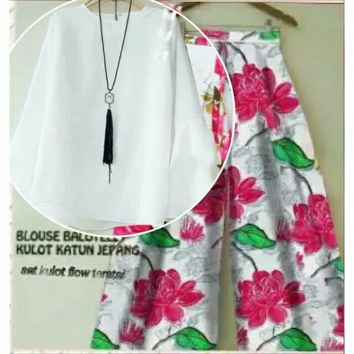 COD Set Kulot Katun Jepang Lotus Setelan Kulot Katun Jepang  Celana Kulot Panjang Wanita Celana Kulo