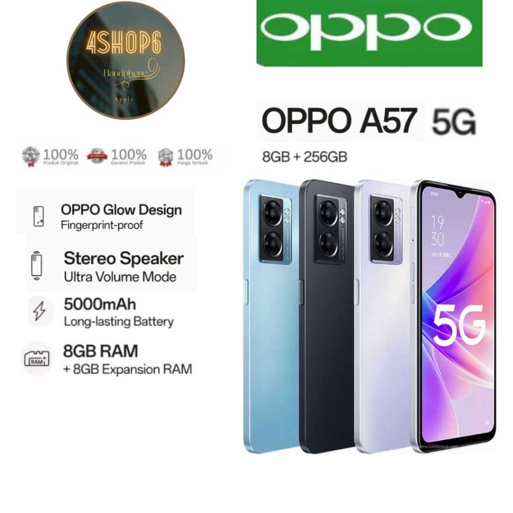 OPPO A57 5G RAM 8GB/256GB ORI Smartphone Baterai 5000mAh Garansi 1 Tahun