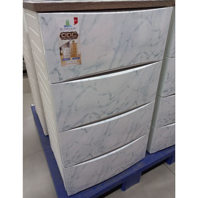 Olymplast Drawer Cabinet Plastic 4 Foil Marble - HM