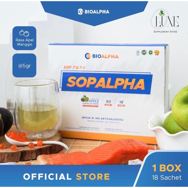 

PROMO! SOPALPHA 1 BOX 18 Sachet Salmon Ovary Peptide Rasa Apel Manggis