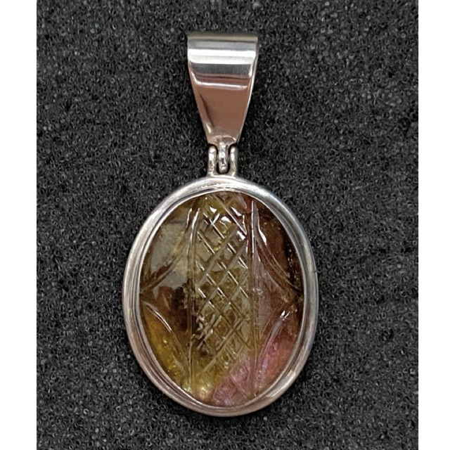 Liontin Perak Oval Watermelon Tourmaline Pendant (925 Silver)