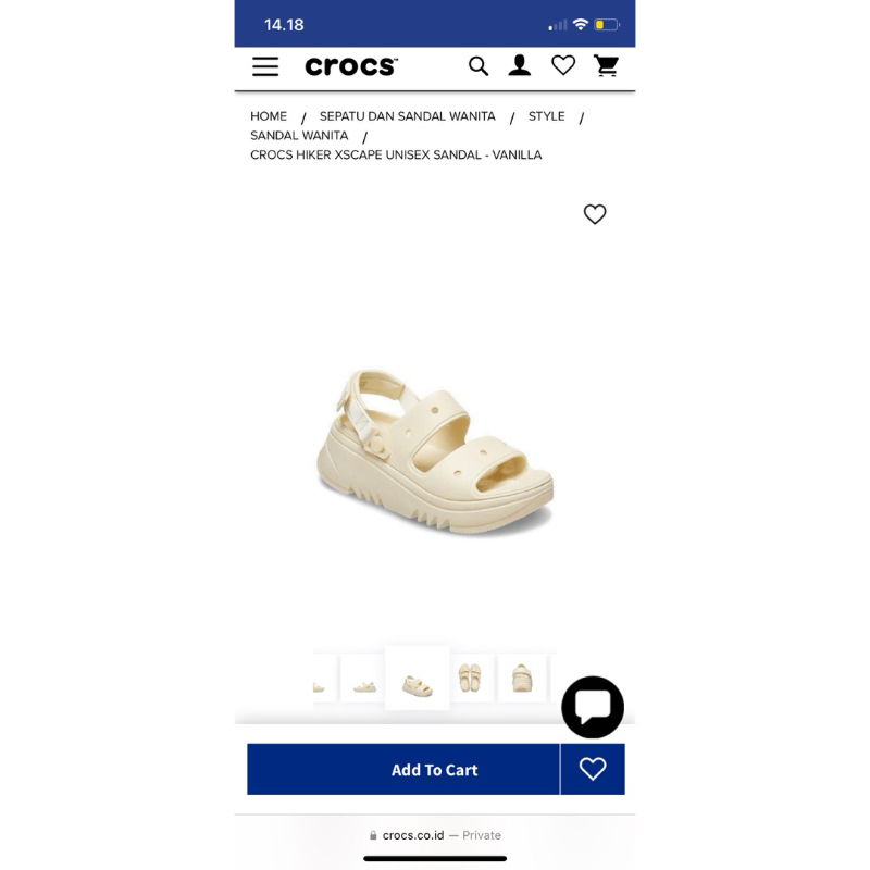 Crocs Hikes Xscape Unisex Sandal warna Vanila