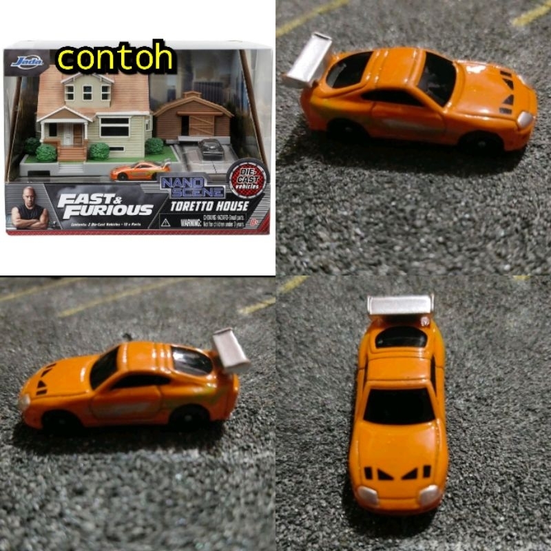 diecast jada toys skala diecast moving fast and furious (Toyota Supra) base besi Dan body besi