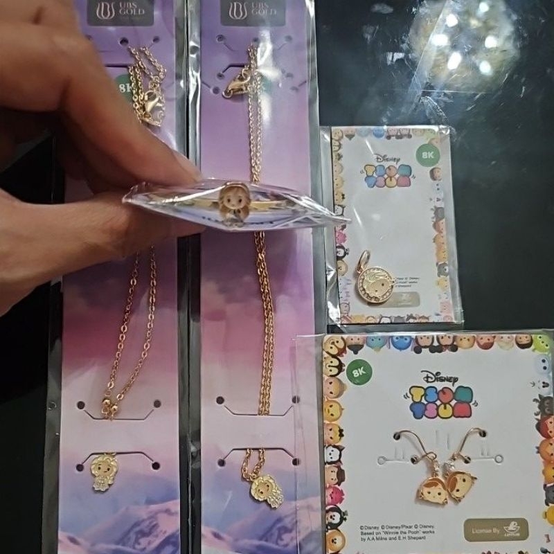 Kalung, liontin, bangle, anting anak elsa anna frozen UBS kadar 8K 375