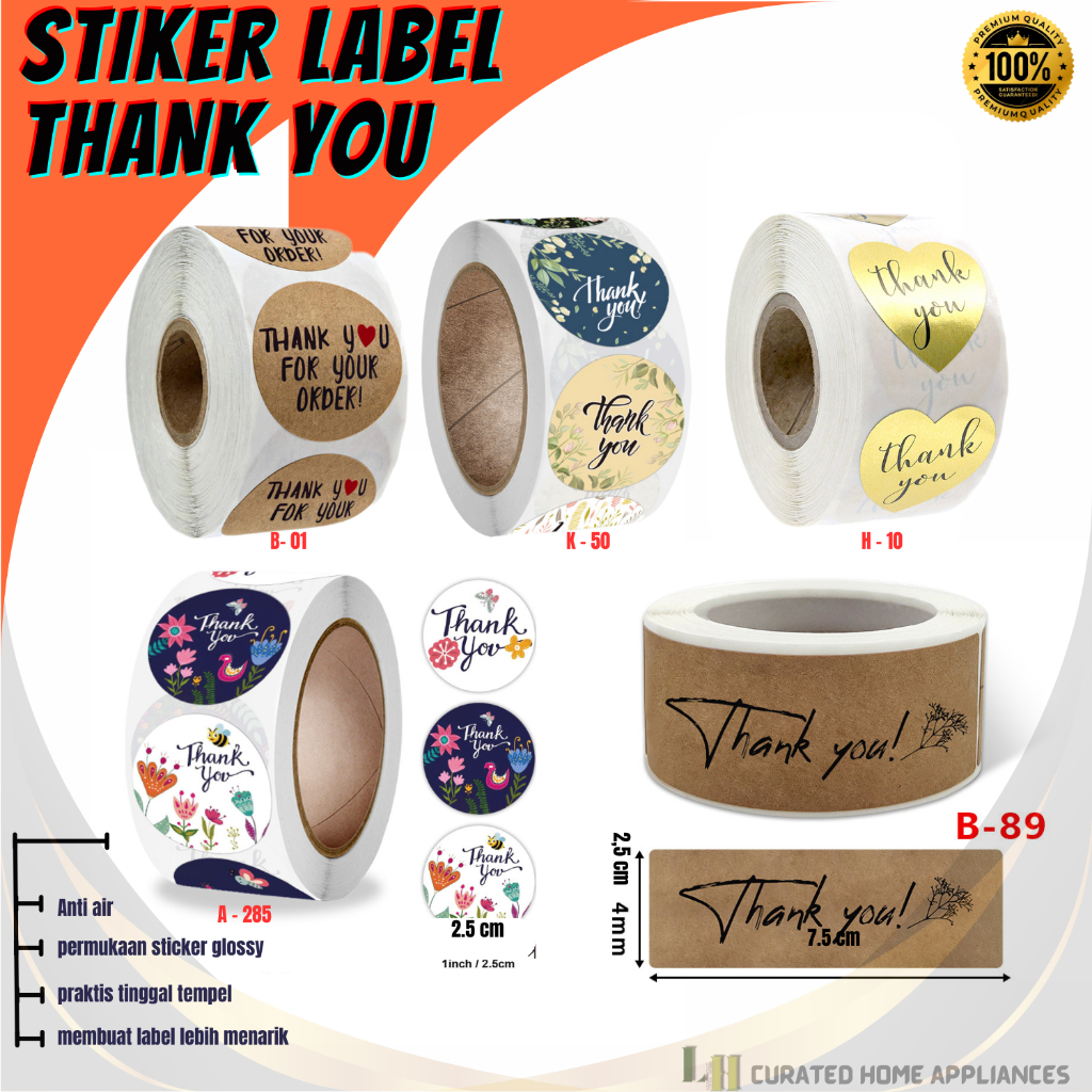 

Stiker Label Tulisan Thank You | 1 roll isi 500 pcs I Stiker Packing I Stiker Craft