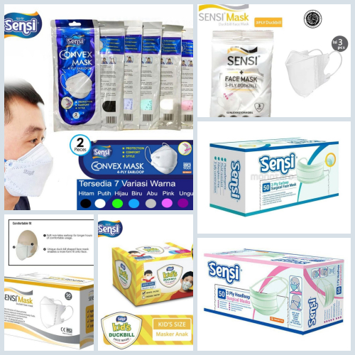 MASKER SENSI CONVEX MASK EARLOOP 4PLY KEMASAN SACHET ISI 2 PCS / MASK DUCKBILL DEWASA FACE MASK ISI 