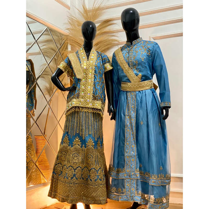 BAJU PENGANTIN ADAT BUGIS/MAKASSAR MODERN HARGA FULLSET WARNA DENIM