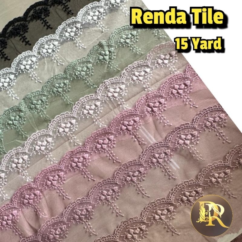 Renda tile/tulle, renda tile lebar warna Panjang 15yard