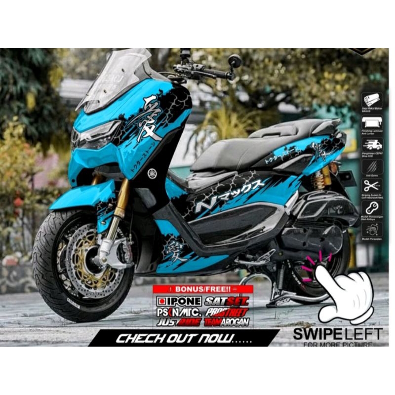 stiker decal all new nmax full body motif kanji warna sky blu